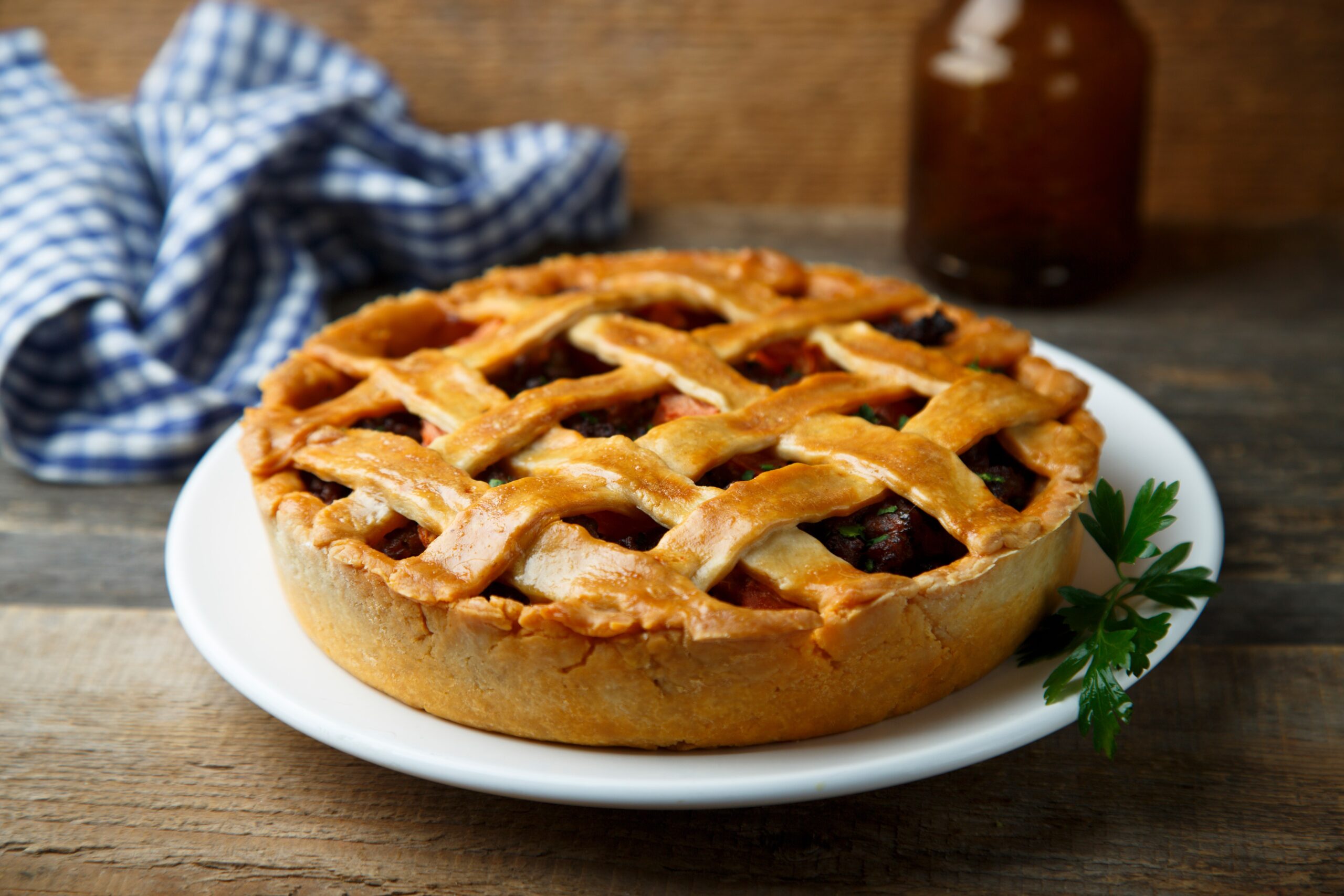 Mediterranean Vegetable Pie served on a white plate