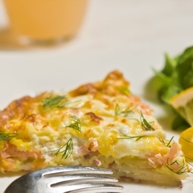 Smoked Salmon Frittata served on a plate