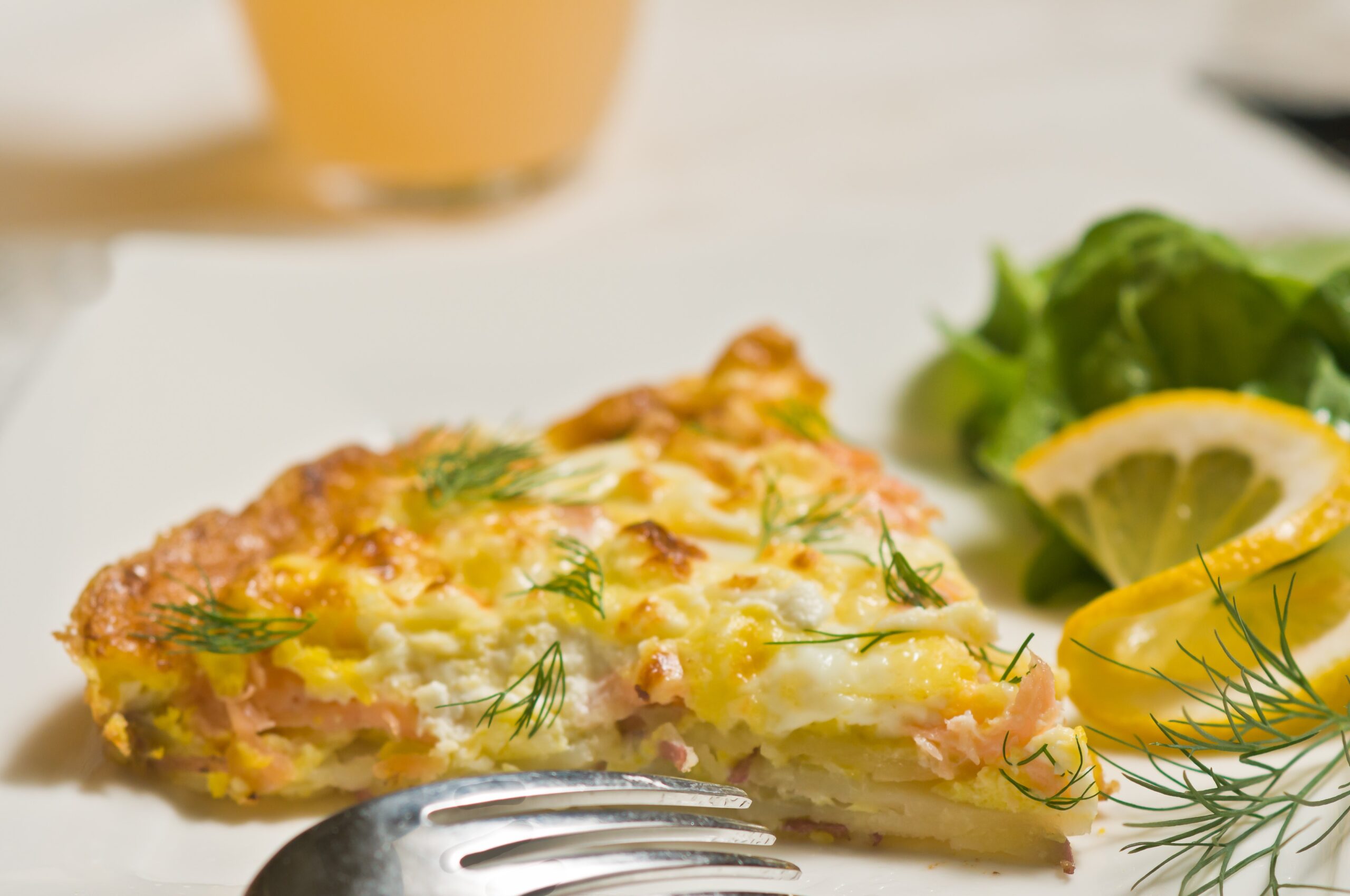 Smoked Salmon Frittata served on a plate